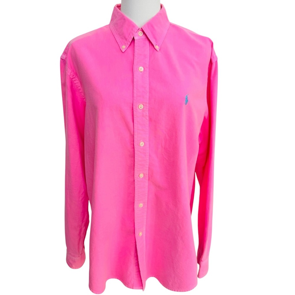 Polo Ralph Lauren Men’s Pink Button Down Oxford Shirt Size Large L 100% Cotton - Picture 2 of 10